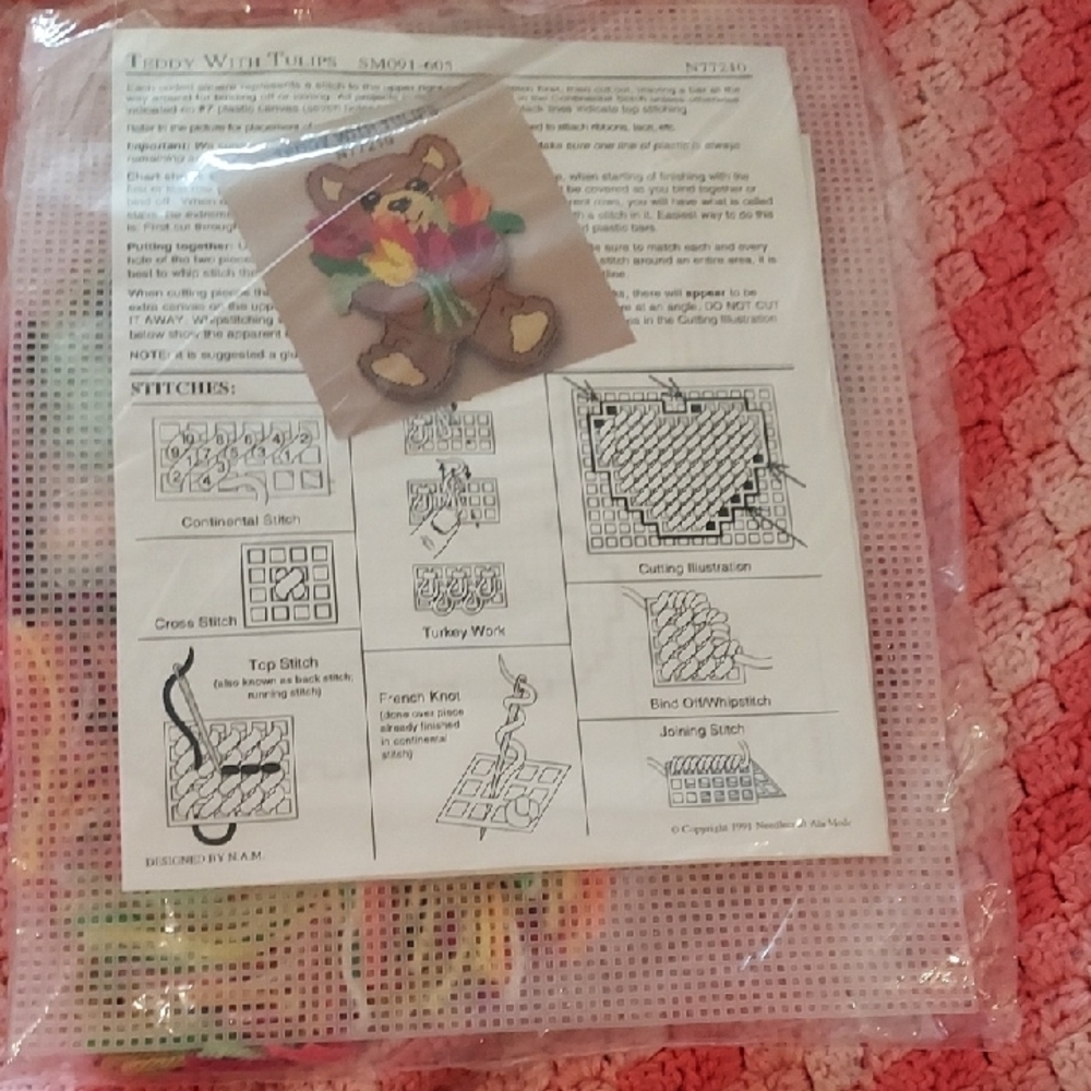 Teddy with Tulips Cross Stitch Kit